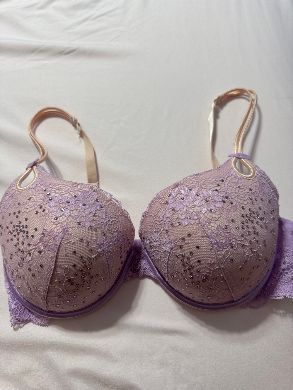 Victoria's Secret Lavender Lace Embellished Push-Up Bra